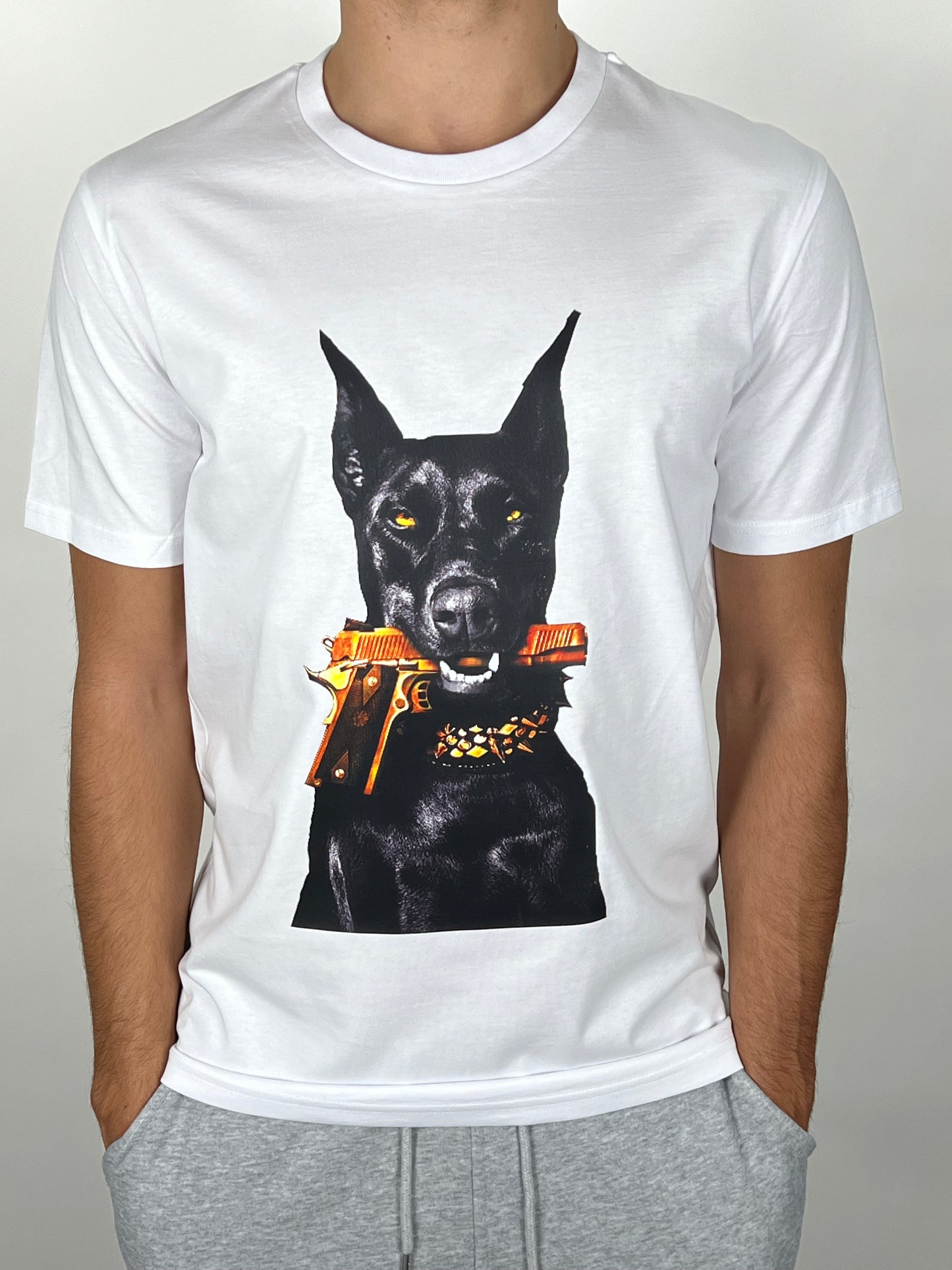 Tricou Doberman Alb